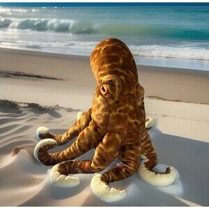 Wild Republic Plush Octopus Brown Stuffed Sea Creature Animal Squid 2016 7"